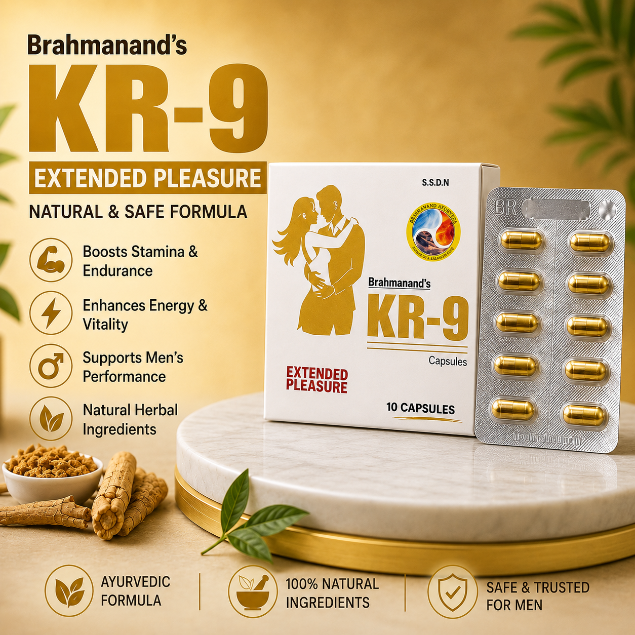 Kamraaj Men’s KR-9 Power Booster Supplement | Male Stamina & Energy Pills (10 Capsules)