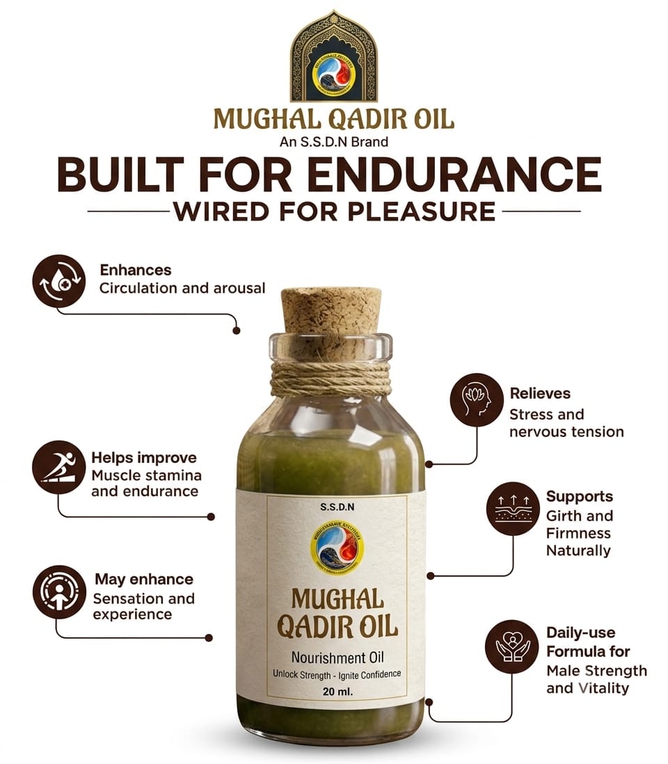 Mughal Qadir Oil Pack of 2 | Premium Ayurvedic Herbal Massage Oil for Men's Wellness | 20 ml x 2 Bottles